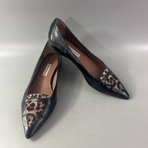 Tabitha Simmons Leather Animal Print Ballet Flats, Size 39.5
